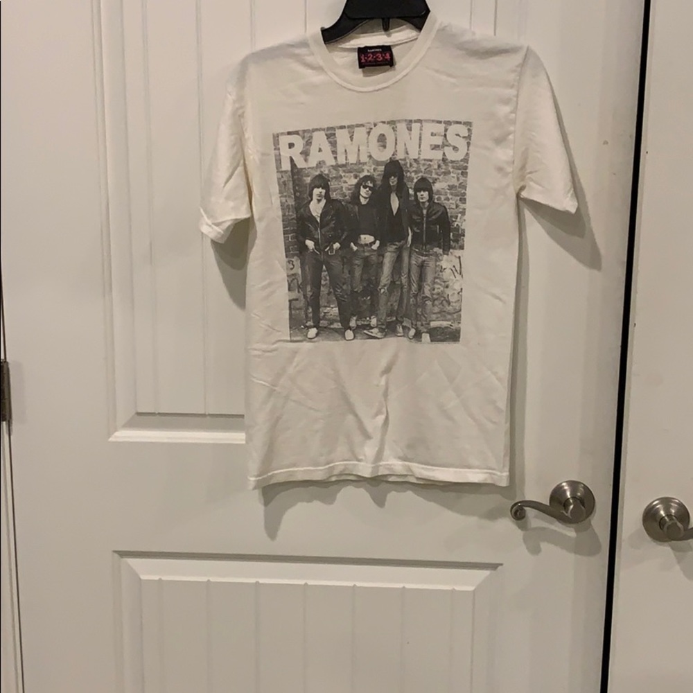 Cream colored Ramones tee.  Gently worn.